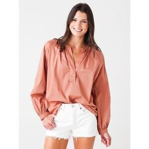 Joie terracotta color flowy lose fit 100% cotton blouse women's size small S